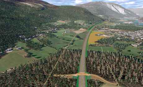 Rund 80 Kilometer nordwestlich von Lillehammer realisiert Implenia mit der neuen „E6“ den grössten jemals von der norwegischen Strassenbaubehörde als Einzelauftrag vergebenen Strasseninfrastrukturauftrag. (Visualisierung: PD)