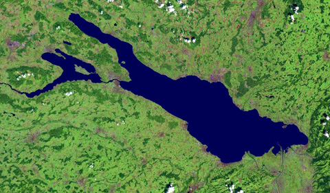 Satellitenbild des Bodensees (Bild: wikimedia commons)