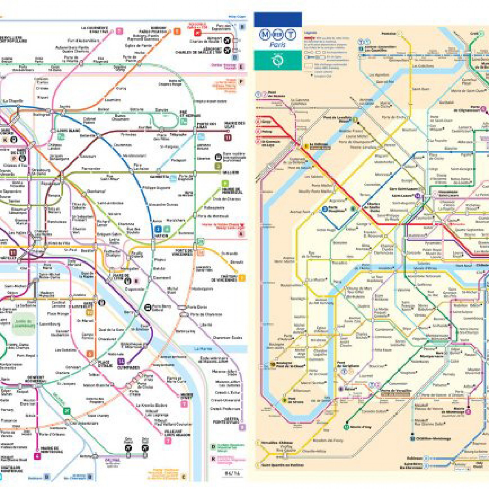 Die Bilder gleichen sich nicht: U-Bahnnetz von Paris in zweierlei Darstellung. (Bild: links Jug Cerovic; rechts RATP)