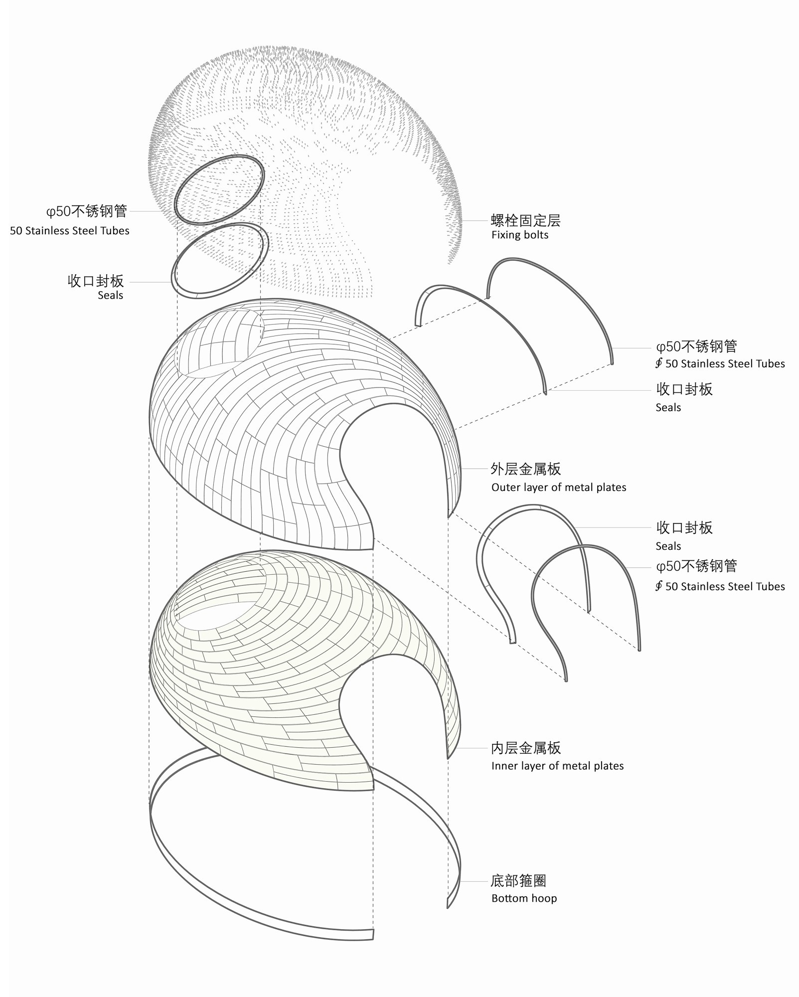 Diagramm des Pavillons.