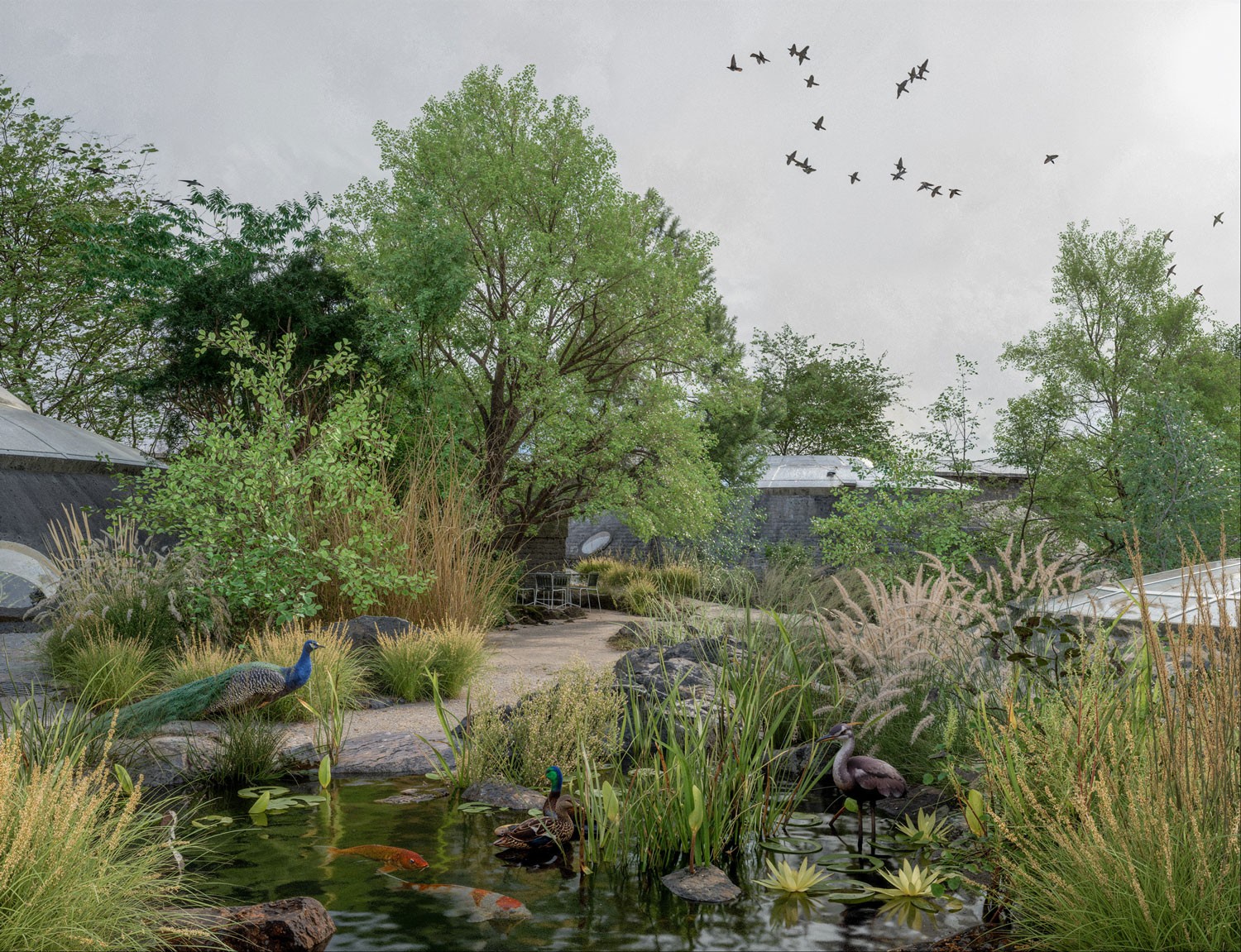 Zoo Basel Masterplan 2049 Kuppeln oben Teich