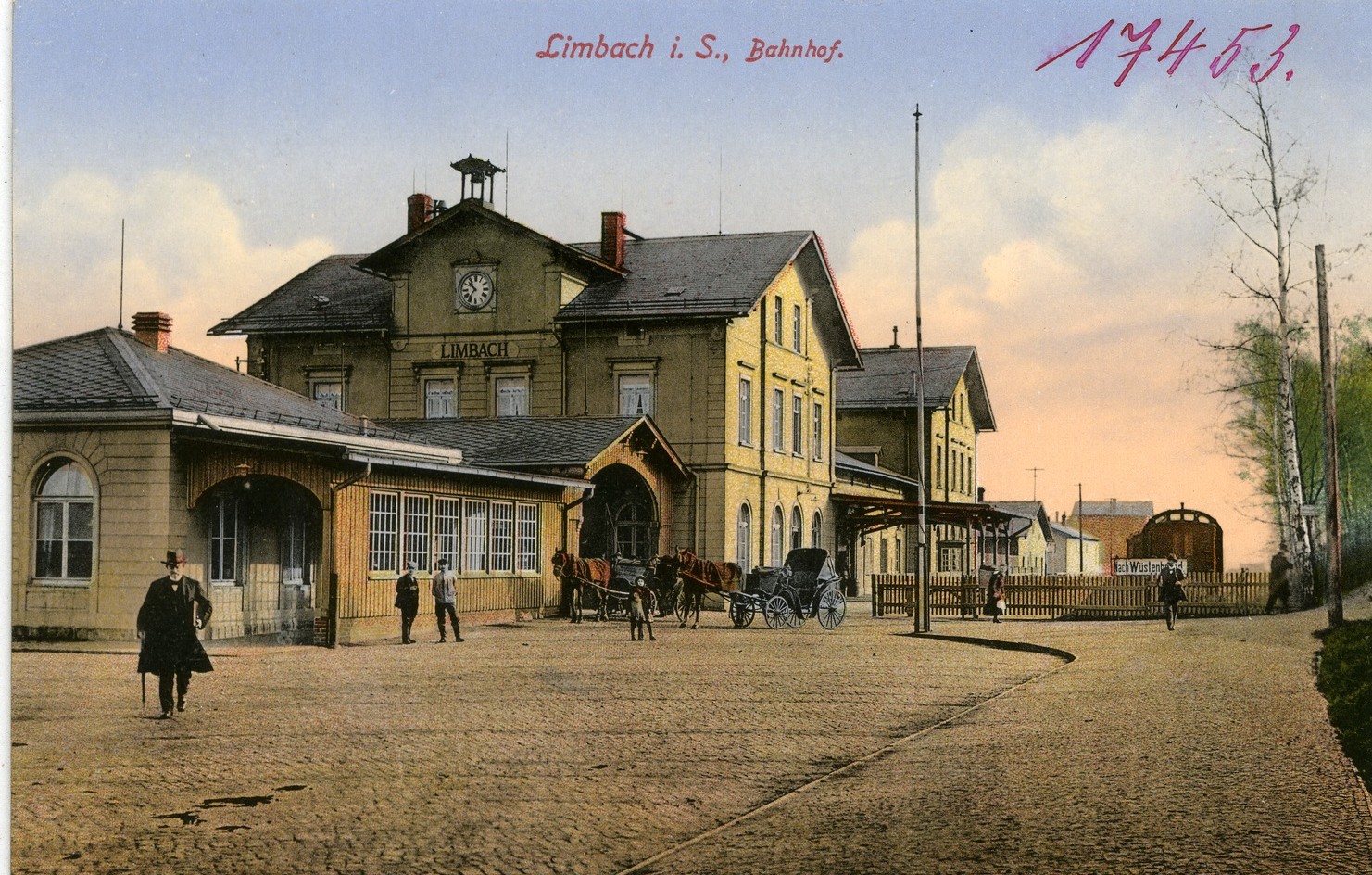 Bahnhof Limbach (Sachs), Postkarte von 1914