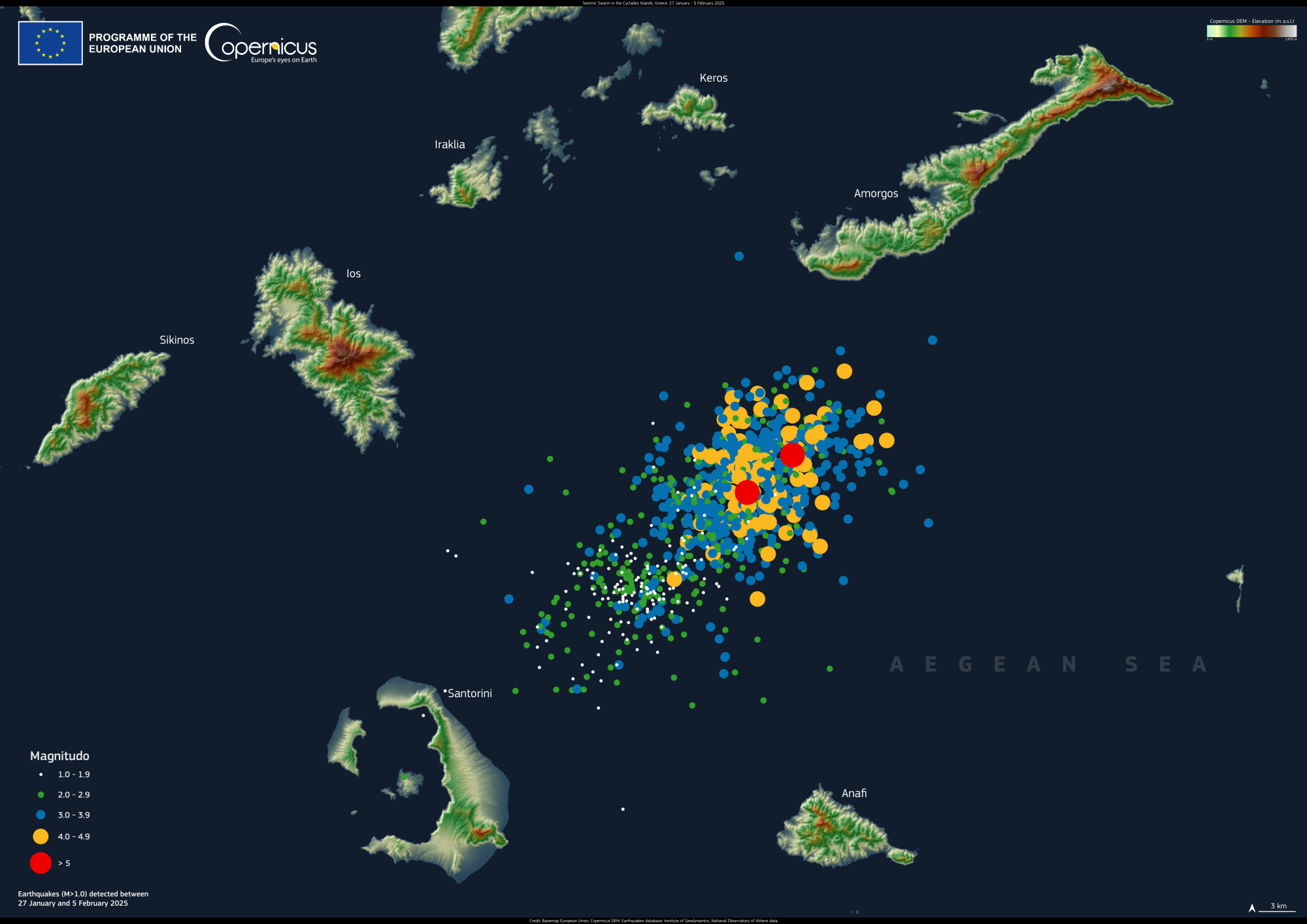 Seismischer Schwarm bei den Kykladeninseln