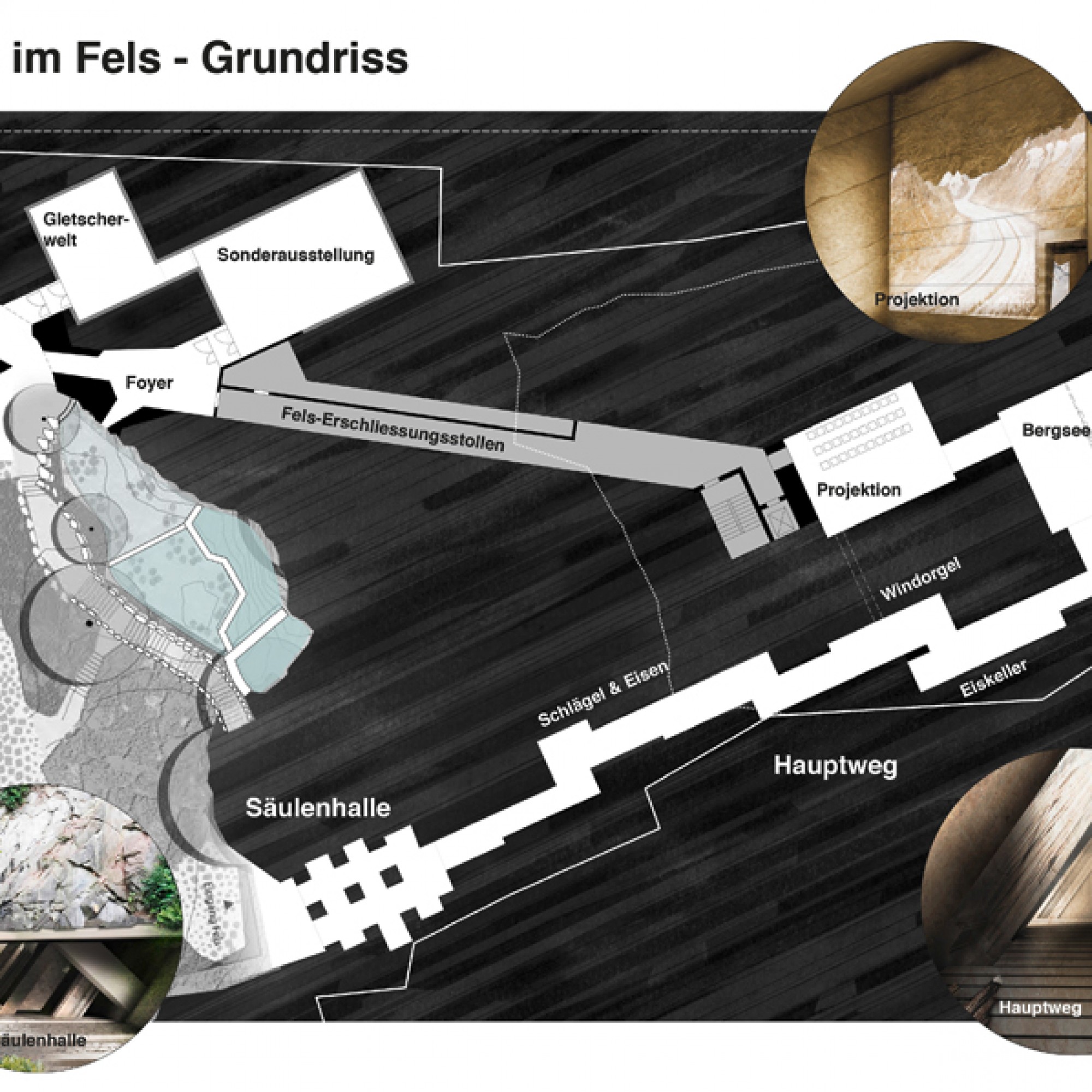 So stellen sich die Architekten das Innenleben des Felsens vor, auf dem Gletschergarten steht. (PD)