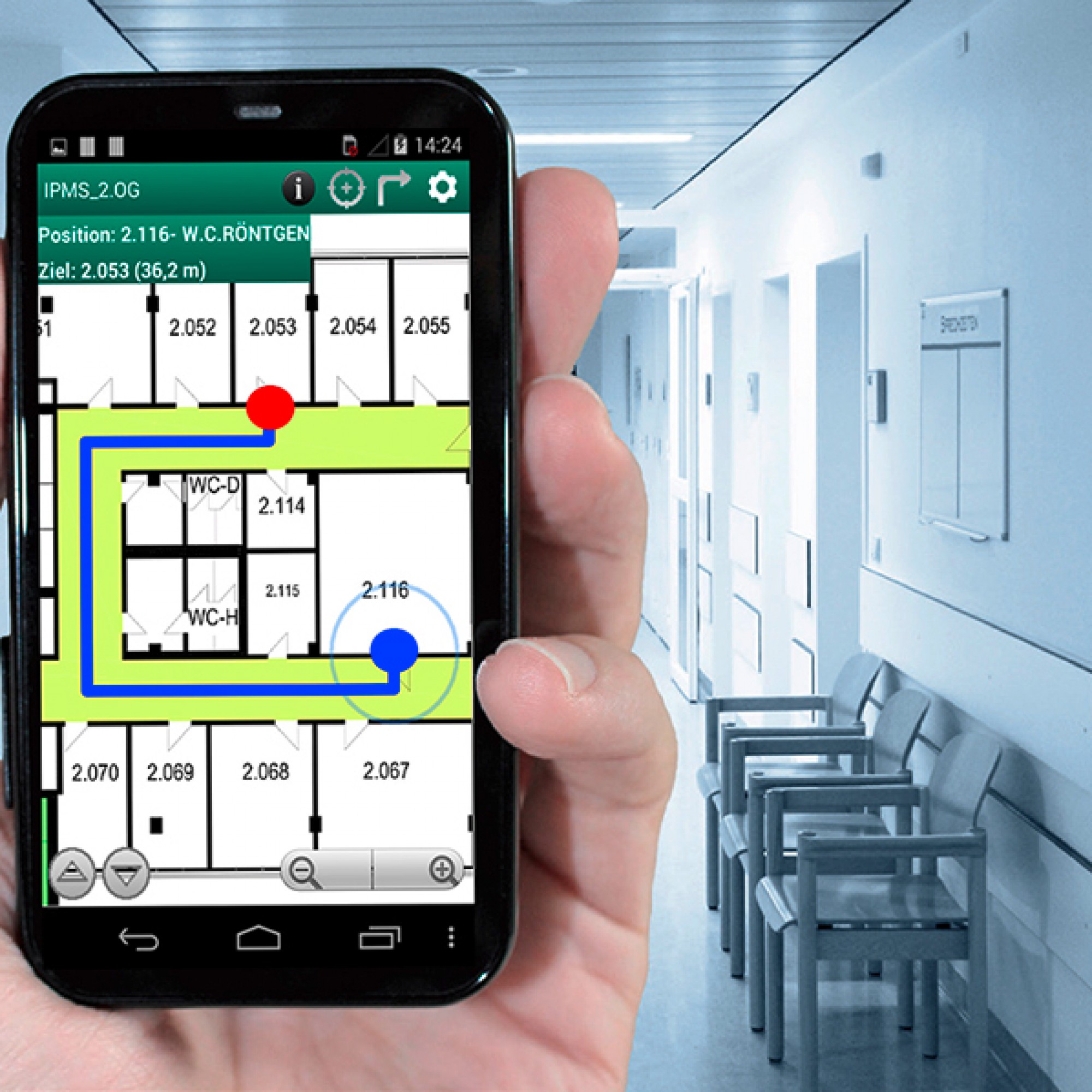 Was im Spital funkioniert, kann auch in Messehallen oder Einkaufszentren eingesetzt werden: die App zur Gebäudenavigation. (zvg)
