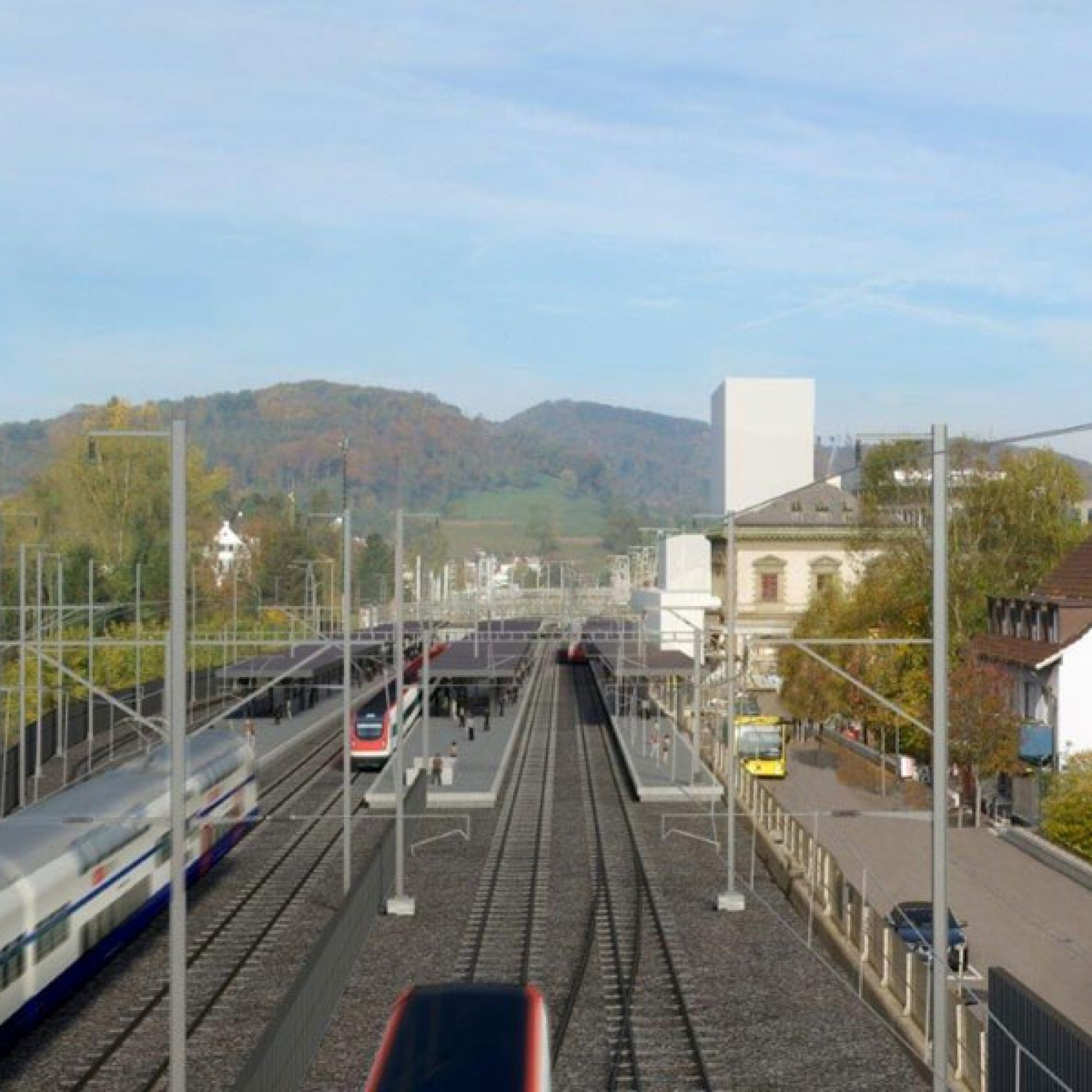 Der Liestaler Bahnhof soll eine vierte Spur erhalten (Visualisierung zvg)