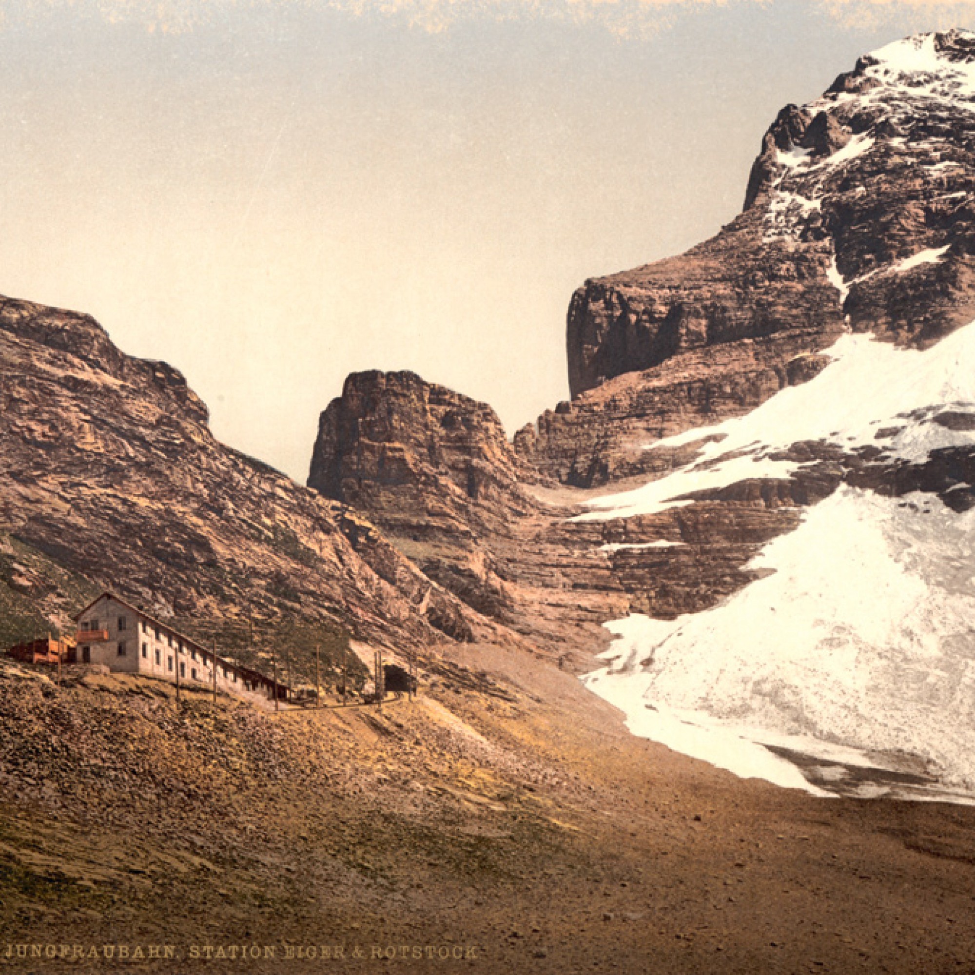 Historische Postkarte der Station am Eiger. (Wikimedia, gemeinfrei)