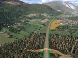 Rund 80 Kilometer nordwestlich von Lillehammer realisiert Implenia mit der neuen „E6“ den grössten jemals von der norwegischen Strassenbaubehörde als Einzelauftrag vergebenen Strasseninfrastrukturauftrag. (Visualisierung: PD)