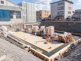 Baugrube für Erweiterung Verwaltungsgebäude Thun