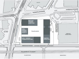 Der Lageplan lässt die nicht quadratische Form des „Quadro-Platz“ ablesen. (Bild: pm)