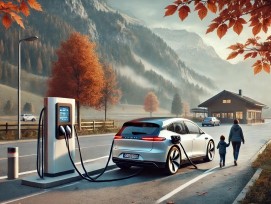 Auto an einer Ladestation (Illustration)