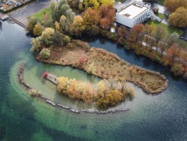 Luftaufnahme Brutinsel Alpenquai Luzern