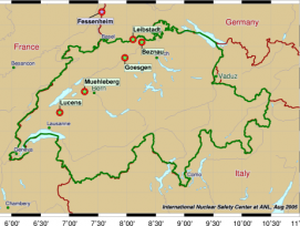 AKW-Standorte in der Schweiz (Bild: wikimedia, CC)