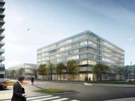 Der neue Büro- und Produktionscampus von Siemens in Zug: Visualisierung von der Seite Kreisel Feldstrasse/Nordstrasse. (zvg)