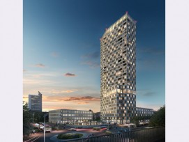 Das Ostermundiger Hochhaus soll das neue Wahrzeichen der Agglomerationsgemeinde werden und auf die ganze Region ausstrahlen. (Visualisierungen zvg)