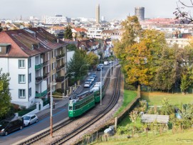 Aussicht auf Tram und Basel