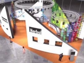 Halle 2a Stand / A 102: Der Entwurf des Designers zur AkzoNobel-Präsentation anlässlich der appli-tech 2012 bezeugt Nachhaltigkeit und Innovation gleichermassen.