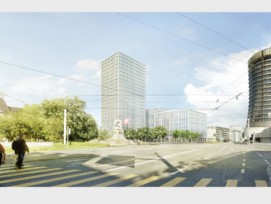 Visualisierung: Centralplatz mit neuem Gebäudekomplex / zvg