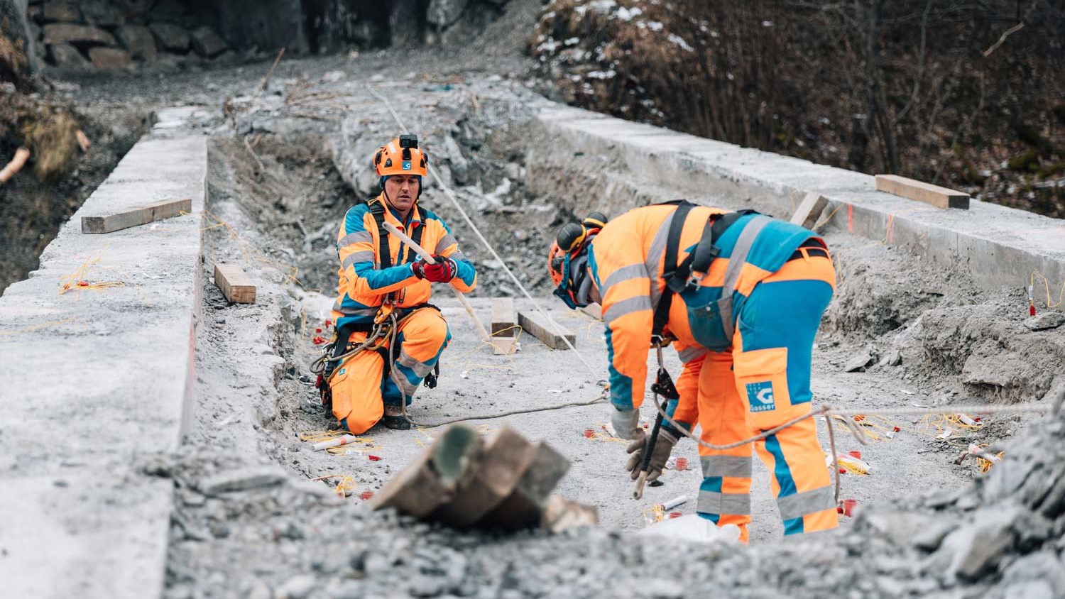 Vorbereitungen Sprengung alte Chlusbodenbrücke